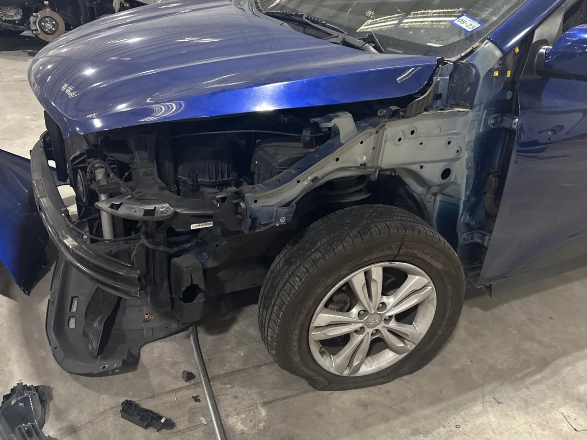 Collision damage assessment on a disassembled vehicle at Prime CRS